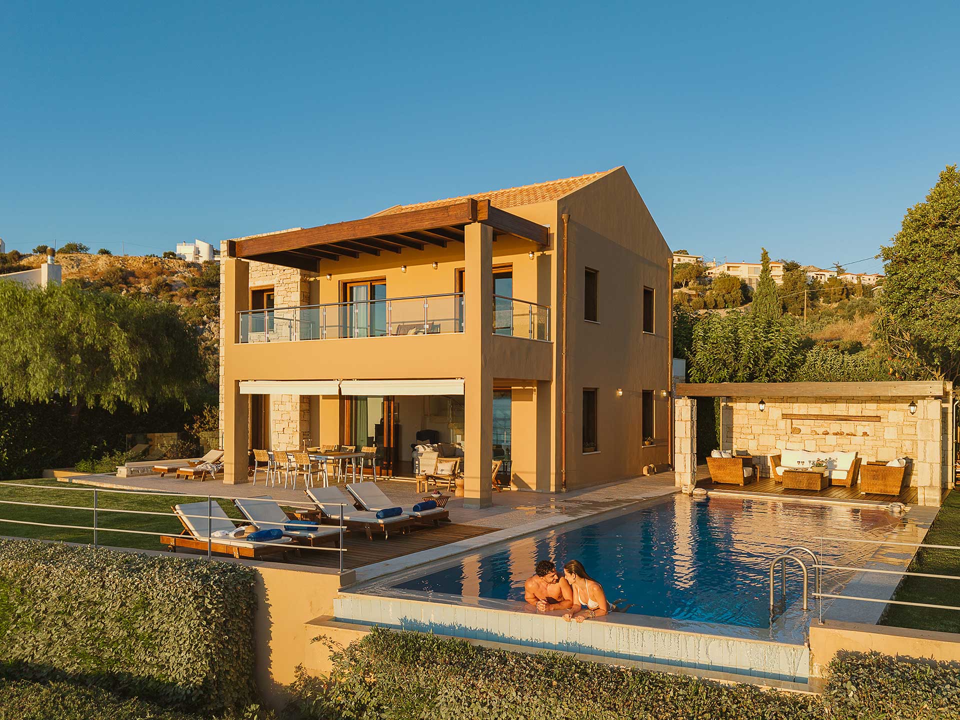 Mediterranean villa at golden hour